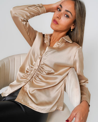 Camicia donna beige made in Italy