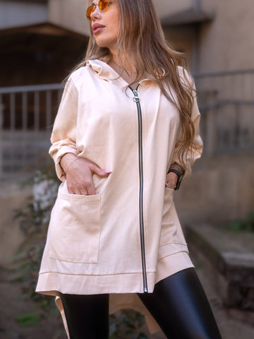 Felpa donna beige made in Italy