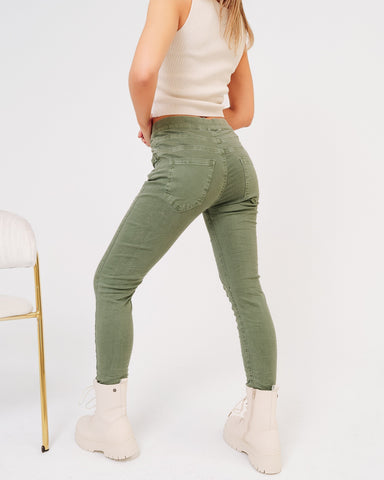 Pantaloni verdi jeans donna