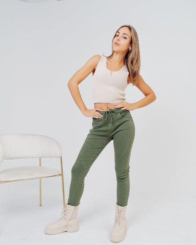 Pantaloni verdi jeans donna